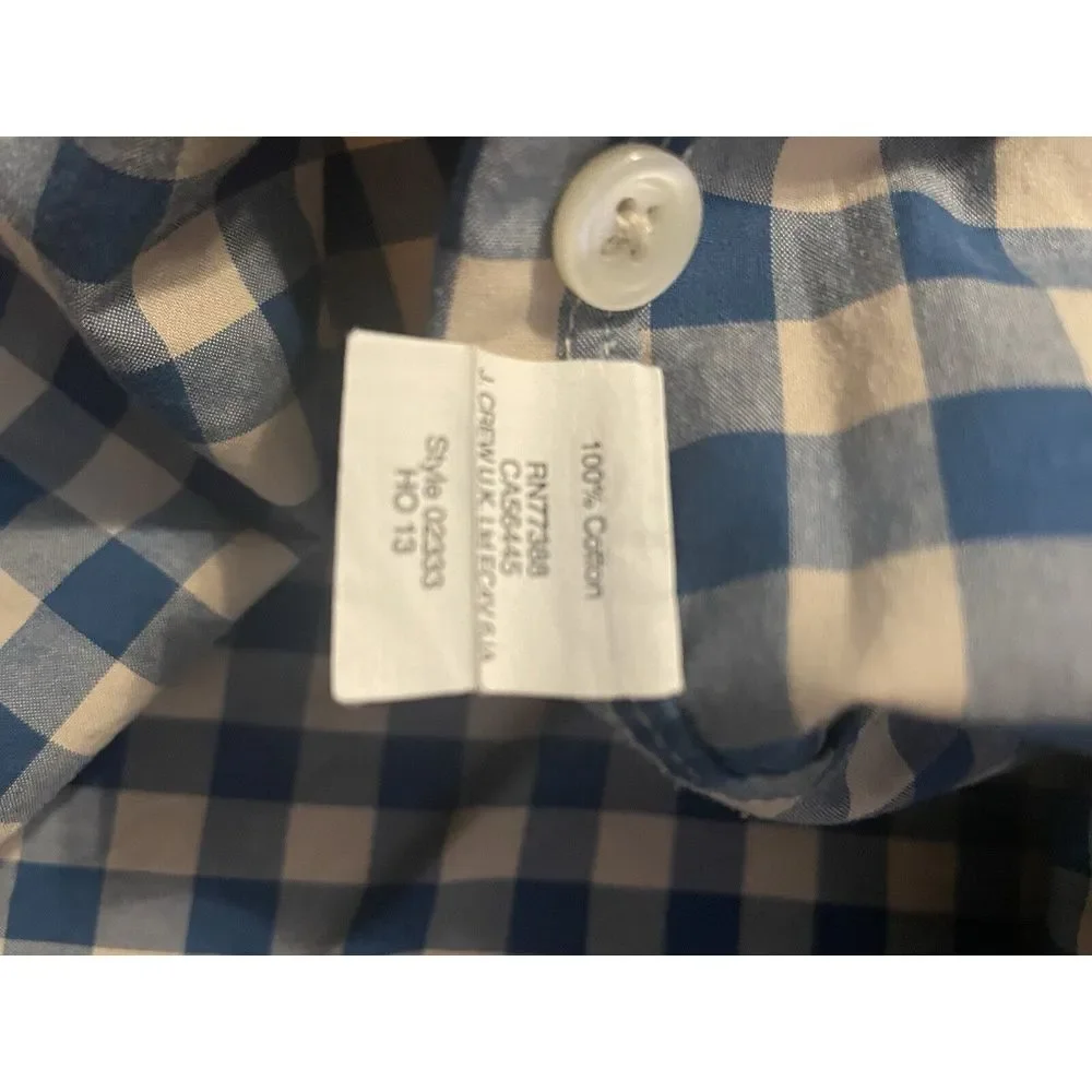 J.CREW Long Sleeve XL Blue Check Button‎ Down Cotton Shirt